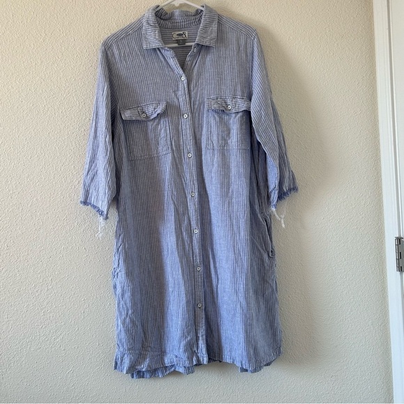 Old Navy Dresses & Skirts - Old Navy Women’s Shift Dress XL Blue White Stripe Button Front Pockets Relax